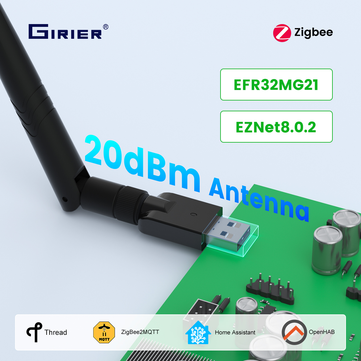 Zigbee Coordinator Stick - GIRIER ZigBee 3.0 Dongle USB Gateway