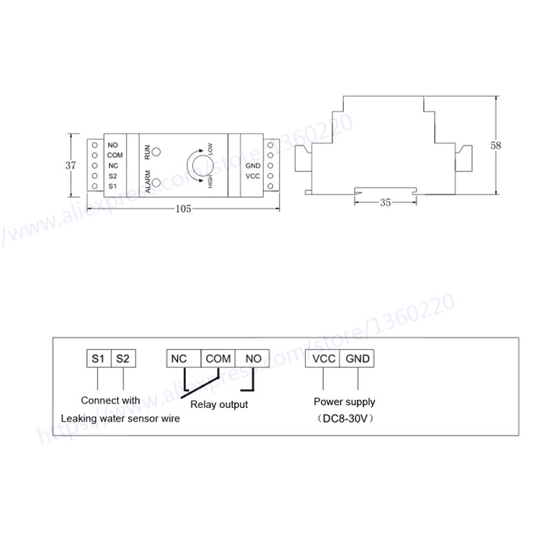 with 2m sensor wire 35mm Din l – Water Leak Detector Wired recenzja i cena